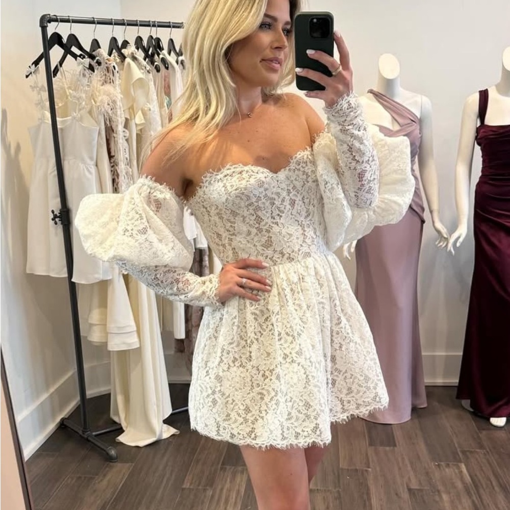 NWT By Watters Tart Lace Mini Dress w/ Removable Sleeves s. 8